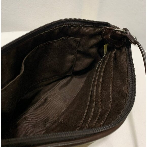 Coach Ashley Signature Sateen Large Wristlet/Mini Bag Beige Brown Silver Two Way - Picture 9 of 12